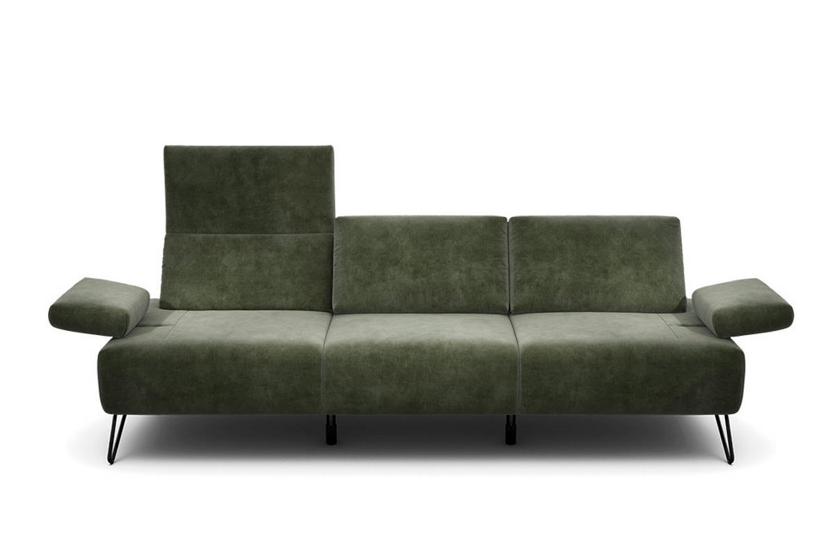 3-SITZER-SOFA Samt Waldgrün  - Waldgrün/Schwarz, Design, Textil/Metall (234-264/85/86-94cm) - SENSOO