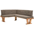 ECKBANK 155/205 cm Jacquard, Flachgewebe Braun Balkeneiche massiv   - Eichefarben/Braun, Natur, Holz/Textil (155/205cm) - Moderano
