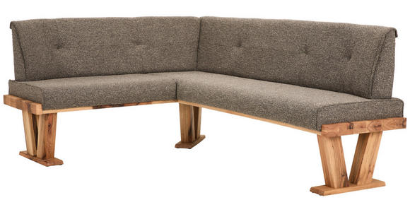 ECKBANK 155/205 cm Jacquard, Flachgewebe Braun Balkeneiche massiv - Eichefarben/Braun, Natur, Holz/Textil (155/205cm) - Moderano