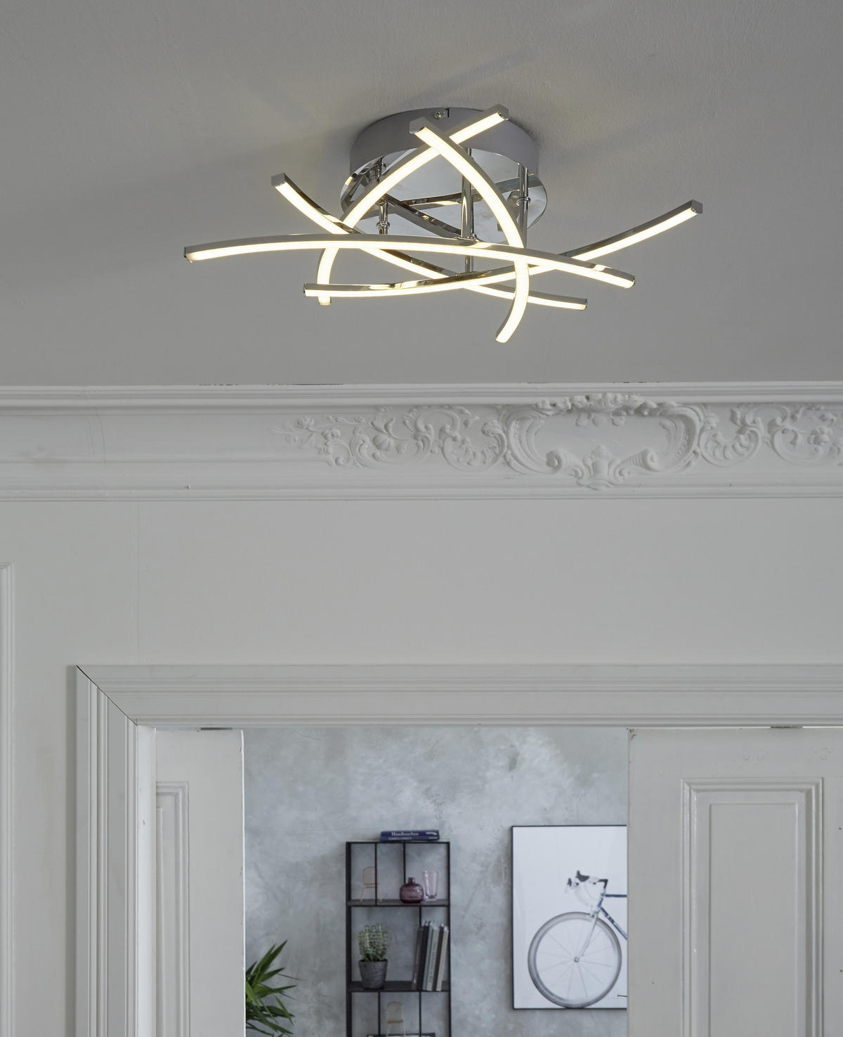 STROPNÍ LED SVÍTIDLO, 50/50 cm  - barvy chromu, Konvenční, kov (50/50cm)