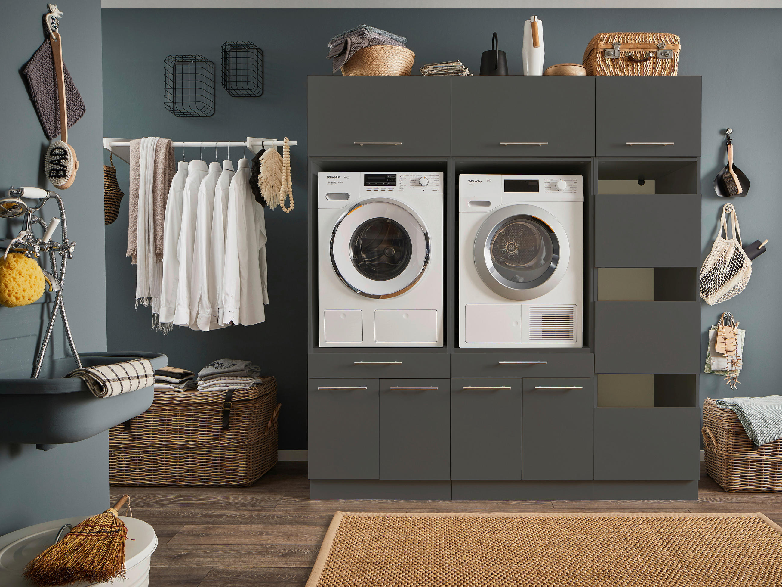 AUFSATZSCHRANK 50/38/67,50 cm  in  - Anthrazit/Silberfarben, Design, Holzwerkstoff/Metall (50/38/67,50cm)