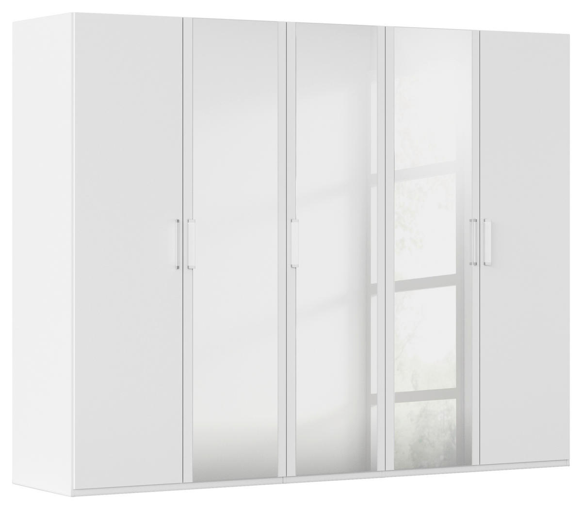 DREHTÜRENSCHRANK 251/197/60 cm,  in Weiß, 5-türig  - Weiß, Design, Glas/Holzwerkstoff (251/197/60cm) - Novel