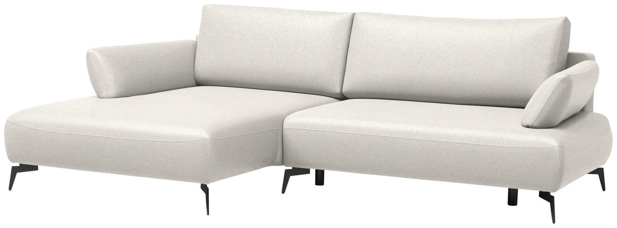 ECKSOFA Struktur Ecru  - Ecru/Schwarz, Design, Textil/Metall (186/284cm) - Lomoco