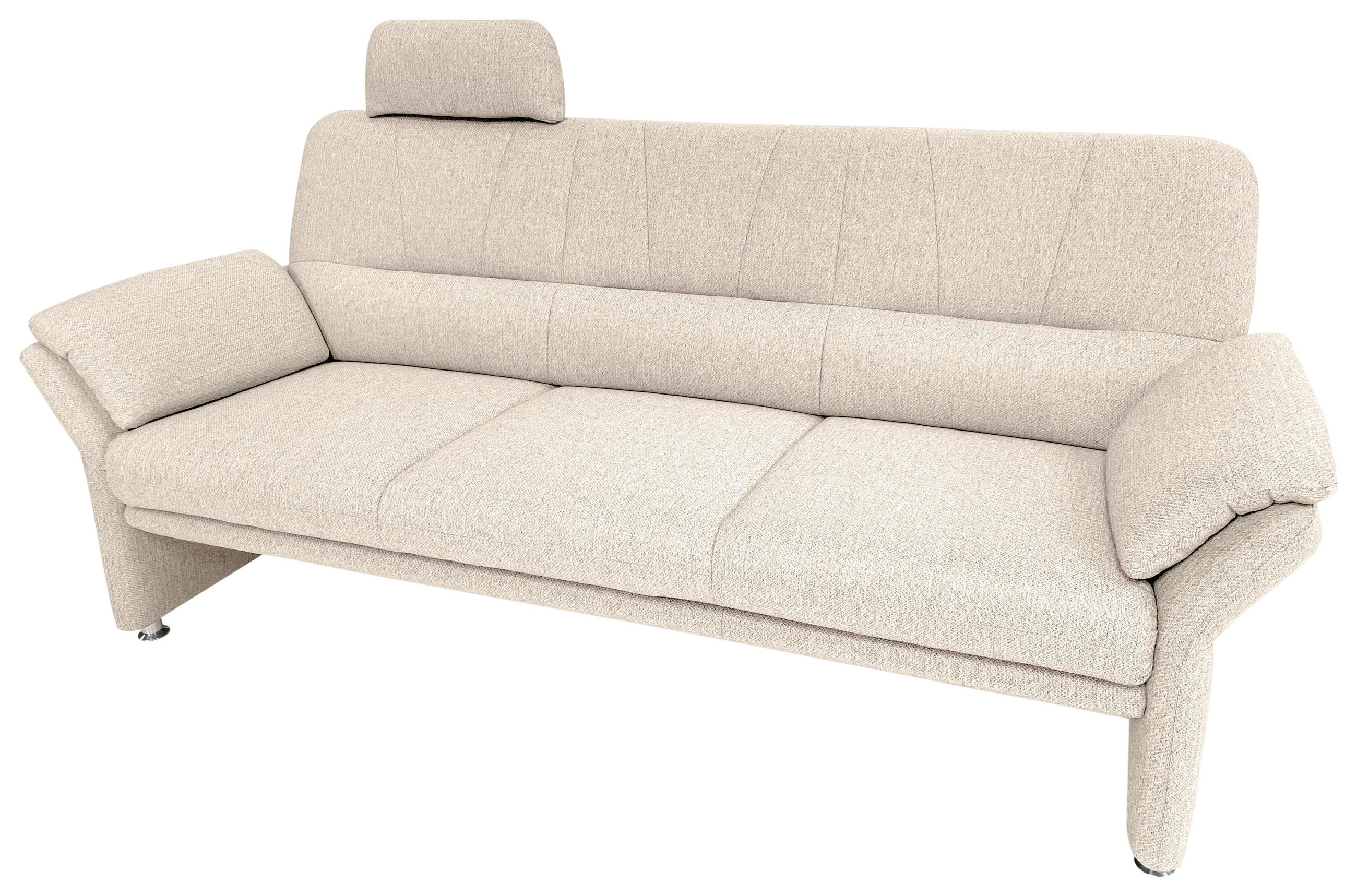 3-SITZER-SOFA in Flachgewebe Creme  - Chromfarben/Creme, Design, Textil/Metall (202-227/90/89cm) - Horst AG