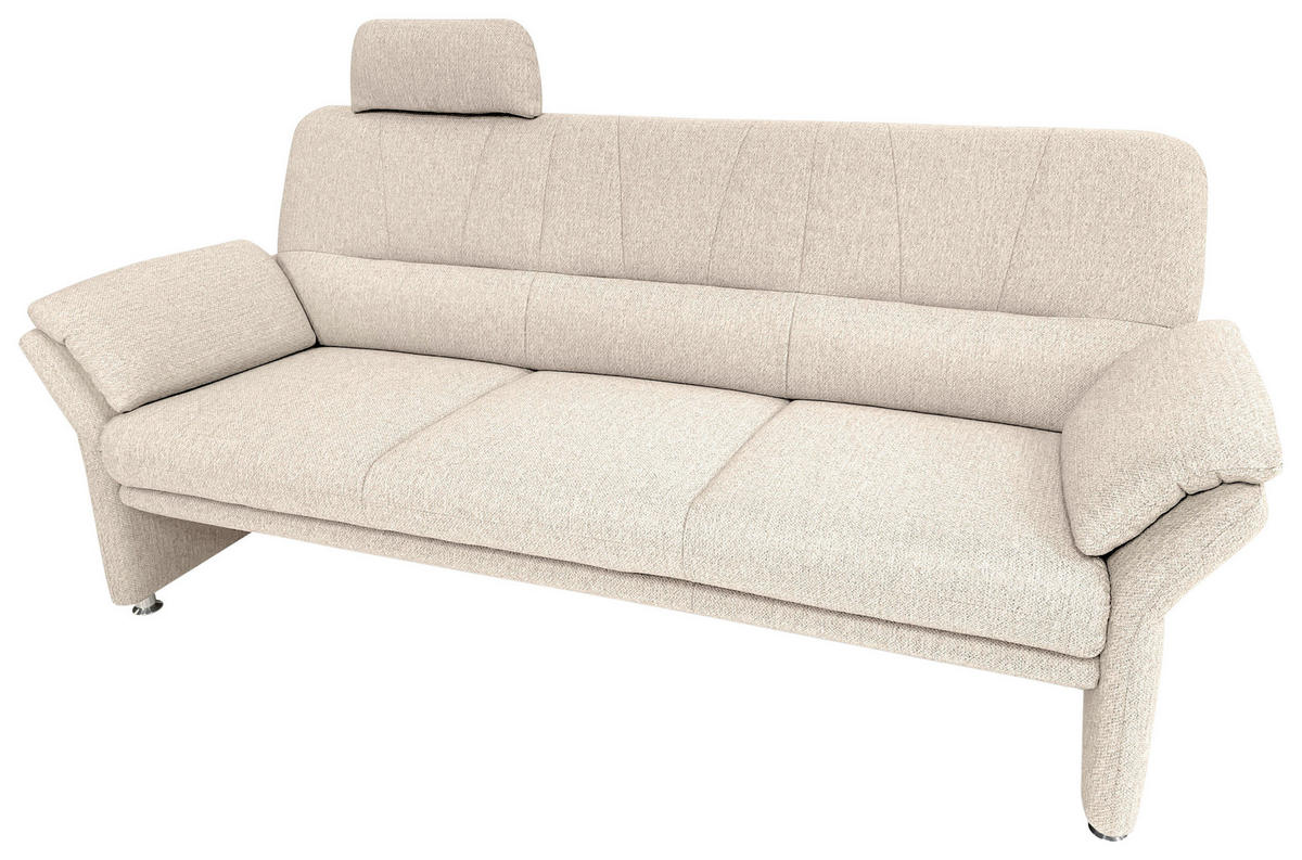 3-SITZER-SOFA in Flachgewebe Creme  - Chromfarben/Creme, Design, Textil/Metall (202-227/90/89cm) - Horst AG