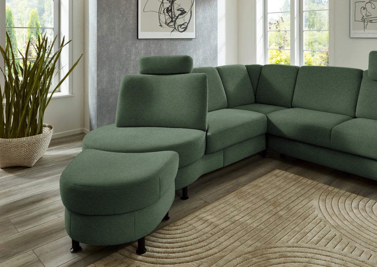 ECKSOFA  in Flachgewebe Waldgrün  252/248 cm  - Waldgrün/Schwarz, KONVENTIONELL, Textil/Metall (252/248cm) - Beldomo Comfort