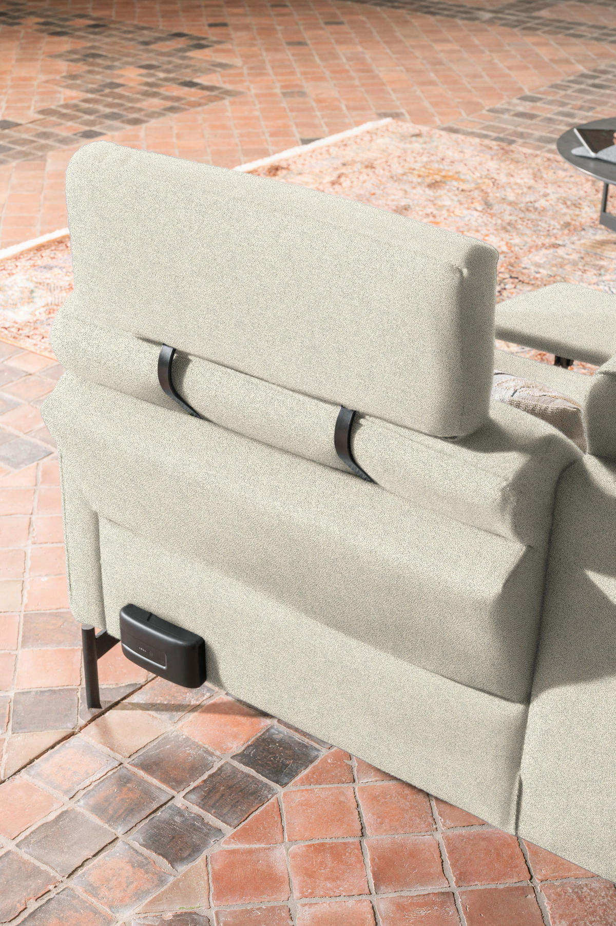 ECKSOFA in Flachgewebe, Struktur Creme  - Anthrazit/Creme, Design, Textil/Metall (254/230cm) - Johann Jakob