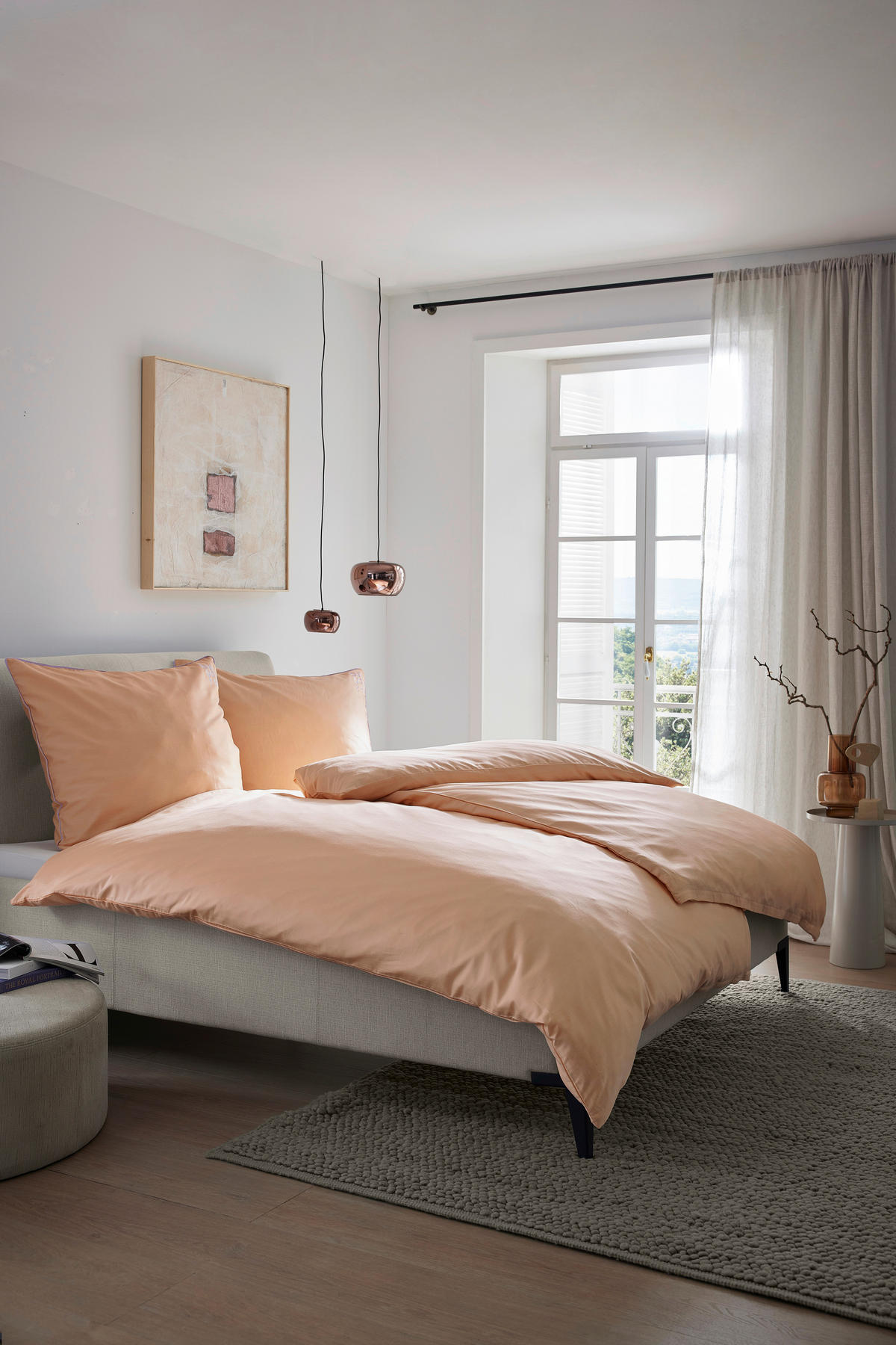 BETTWÄSCHE Makosatin 155/220 cm  - Aprikose, Basics, Textil (155/220cm) - Bugatti
