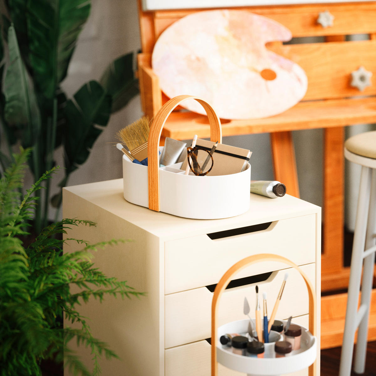 ORGANIZER  - Naturfarben/Weiß, Basics, Holz/Kunststoff (30/20/23cm) - Umbra