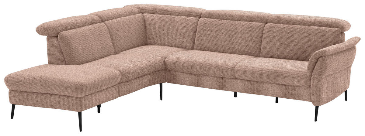 ECKSOFA in Struktur Kupferfarben  - Schwarz/Kupferfarben, Modern, Textil/Metall (235/275cm) - Cantus