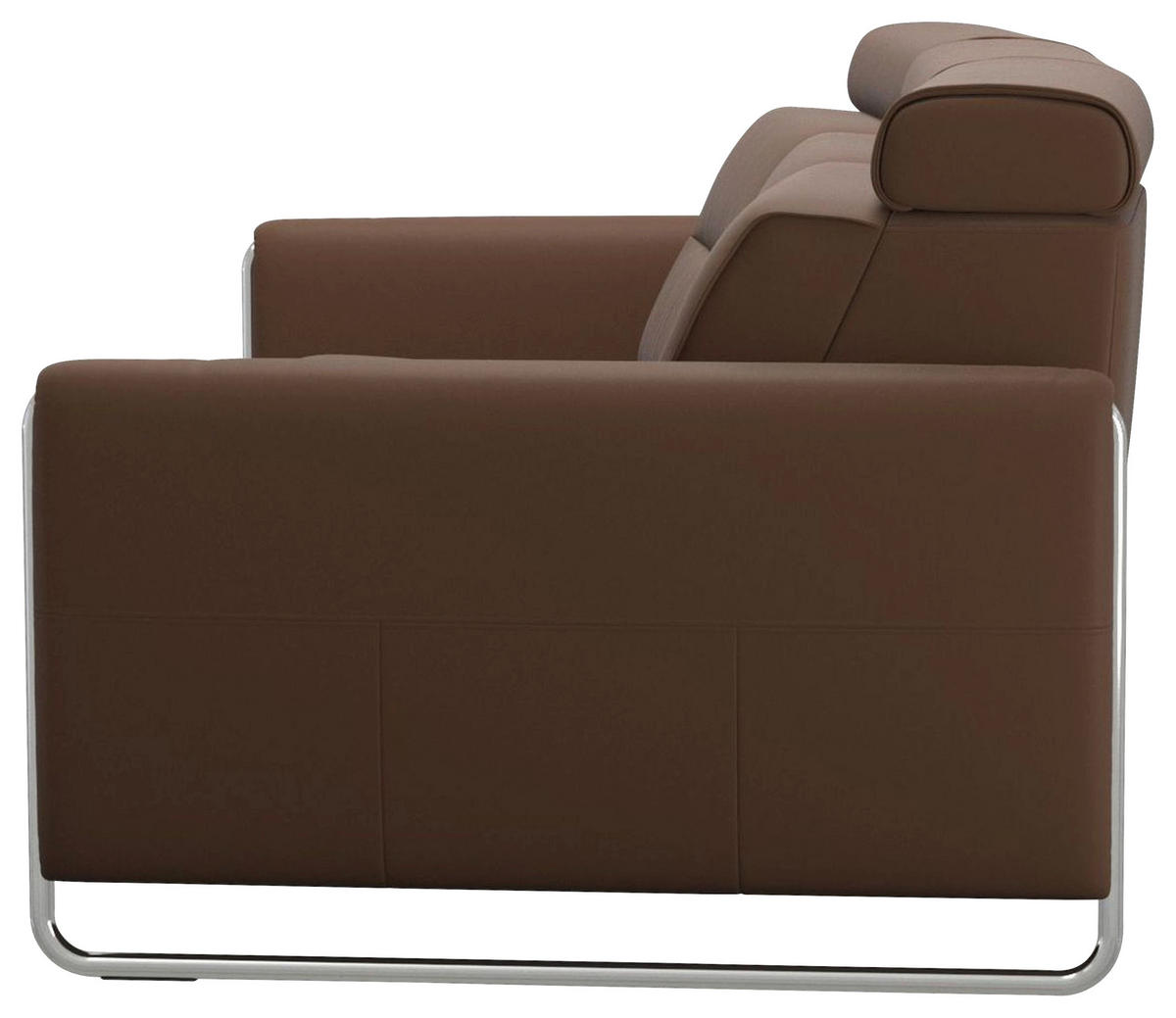 TRAPEZSOFA Echtleder Braun  - Chromfarben/Braun, Design, Leder/Metall (257/87/58cm) - Stressless
