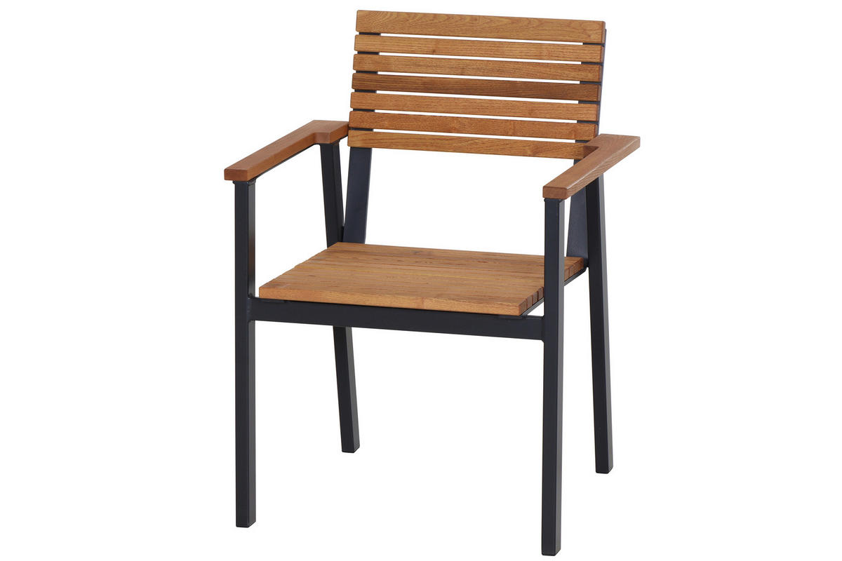 STAPELSESSEL Robinie Aluminium Robinienfarben  - Anthrazit/Robinienfarben, KONVENTIONELL, Holz/Metall (60/83/58,5cm) - Siena Garden