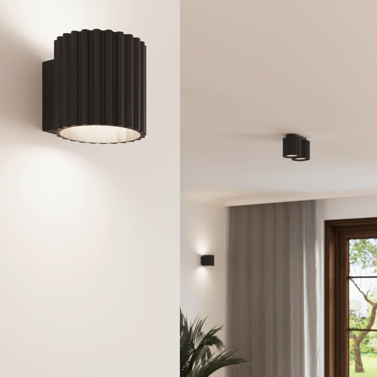 WANDLEUCHTE AURA 10/12/10 cm   - Schwarz, Design, Metall (10/12/10cm)