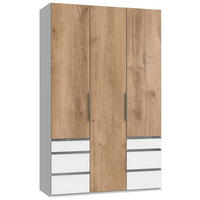 DREHTÜRENSCHRANK in Weiss, Eichefarben  - Chromfarben/Weiss, Modern, Holzwerkstoff (150/236/58cm) - MID.YOU