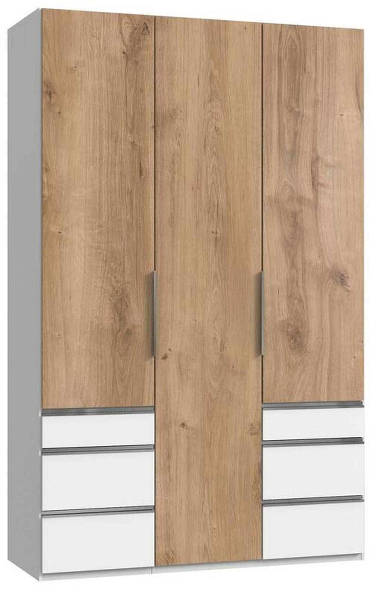 DREHTÜRENSCHRANK in Weiss, Eichefarben  - Chromfarben/Weiss, Modern, Holzwerkstoff (150/236/58cm) - MID.YOU