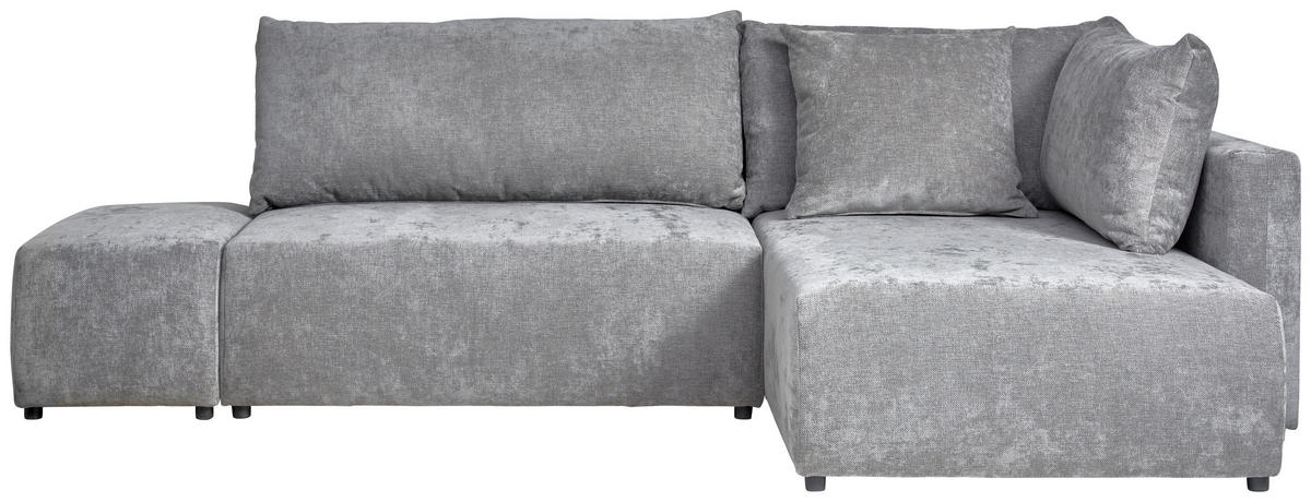 ECKSOFA in Flachgewebe Grau  - Schwarz/Grau, Konventionell, Kunststoff/Textil (295/200cm) - Carryhome