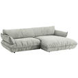 ECKSOFA  in Flachgewebe Silberfarben  264/185 cm  - Silberfarben/Schwarz, Design, Kunststoff/Textil (264/185cm) - Belluti