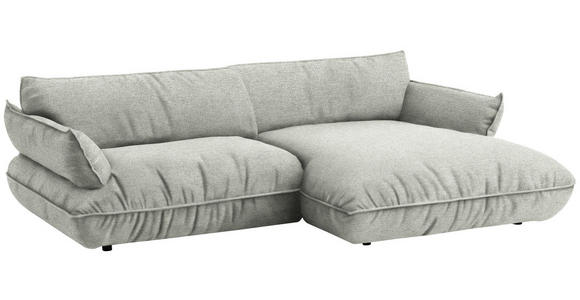 ECKSOFA  in Flachgewebe Silberfarben  264/185 cm  - Silberfarben/Schwarz, Design, Kunststoff/Textil (264/185cm) - Belluti