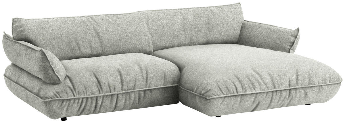 ECKSOFA  in Flachgewebe Silberfarben  264/185 cm  - Silberfarben/Schwarz, Design, Kunststoff/Textil (264/185cm) - Belluti