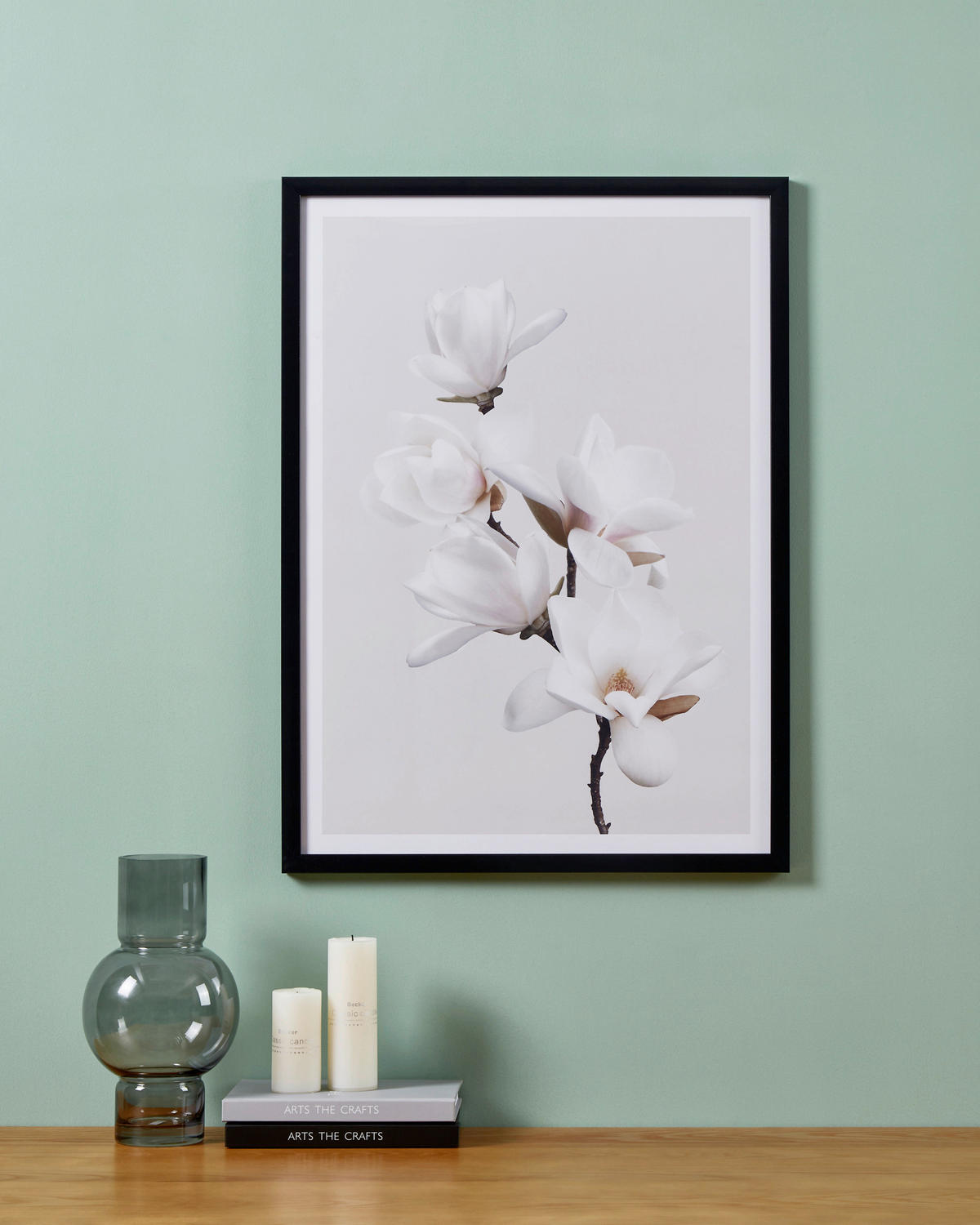 DRUCKGRAFIK Blumen Schwarz, Weiß, Pink, Beige  - Pink/Beige, Trend, Glas/Papier (53/1,6/73cm) - Eglo