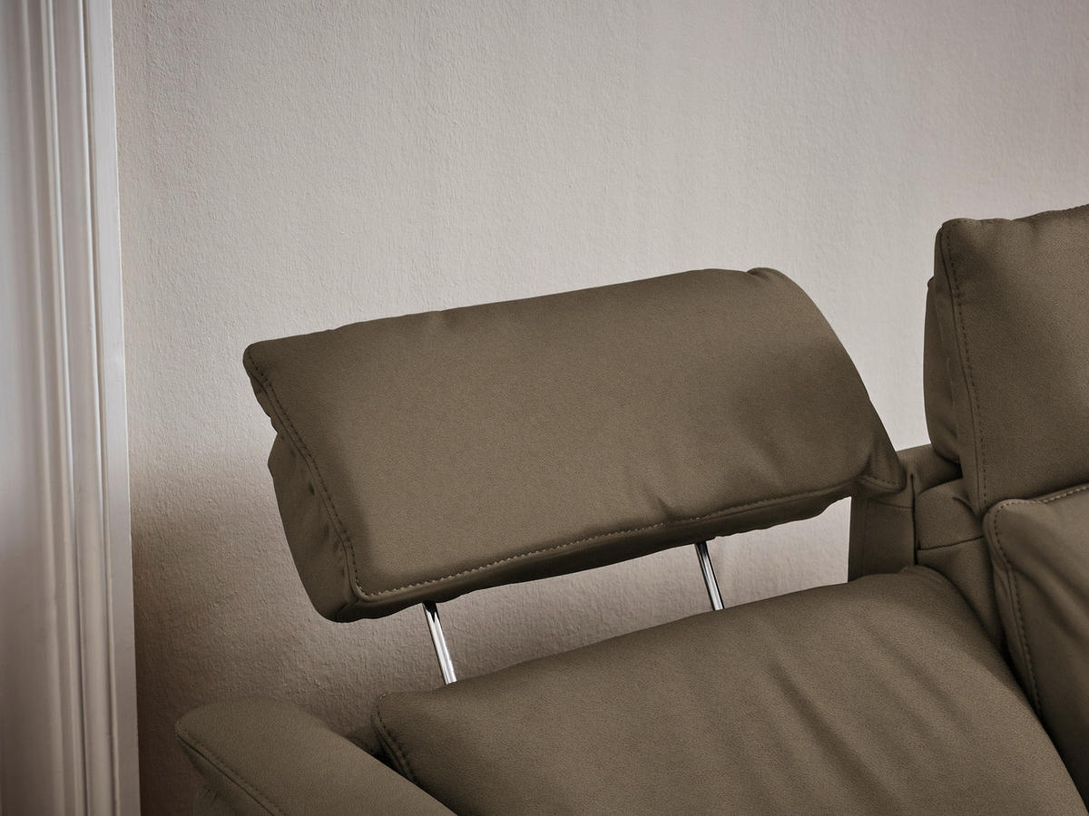 TRAPEZSOFA in Echtleder Dunkelbraun  - Dunkelbraun/Schwarz, Konventionell, Leder/Metall (221/103/95cm) - Dieter Knoll