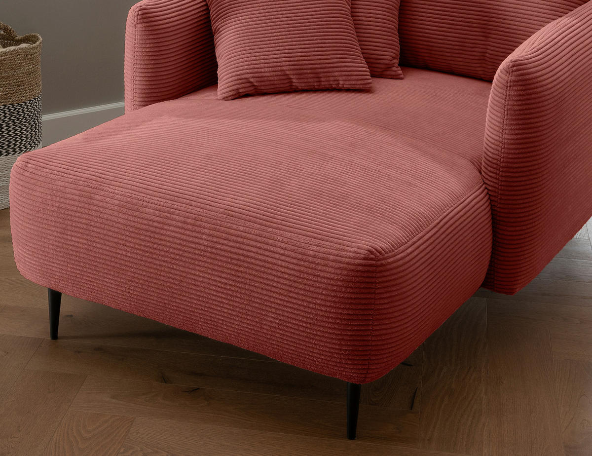 XXL-SESSEL Cord Koralle    - Koralle/Schwarz, Design, Textil/Metall (112/95/158cm) - Livetastic