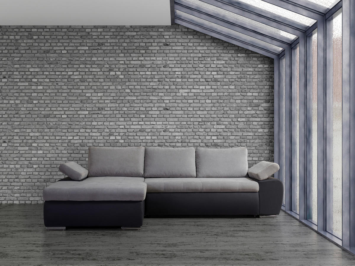 ECKSOFA in Flachgewebe Grau, Dunkelgrau  - Dunkelgrau/Grau, Design, Kunststoff/Textil (175/271cm) - MID.YOU