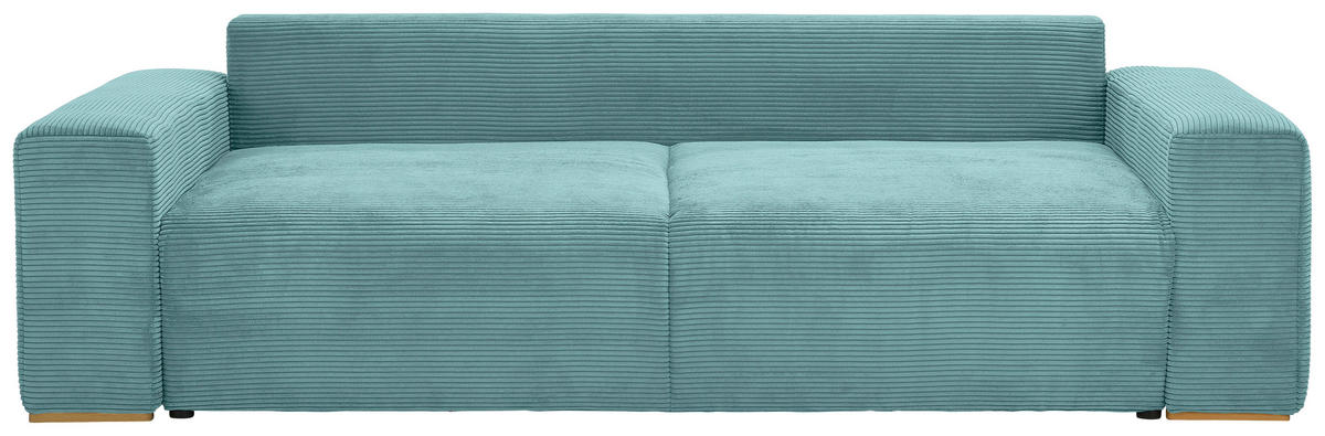 SCHLAFSOFA Cord Mintgrün  - Buchefarben/Schwarz, KONVENTIONELL, Holz/Kunststoff (255/86/123cm) - Livetastic
