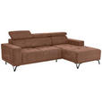 ECKSOFA in Chenille Altrosa  - Schwarz/Altrosa, KONVENTIONELL, Textil/Metall (264/178cm) - Hom`in