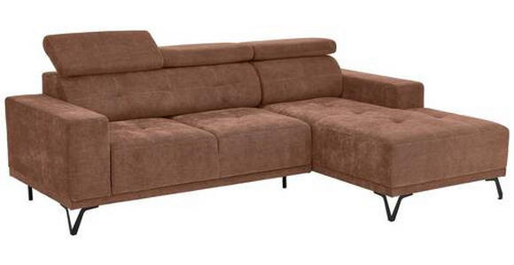 ECKSOFA in Chenille Altrosa  - Schwarz/Altrosa, KONVENTIONELL, Textil/Metall (264/178cm) - Hom`in