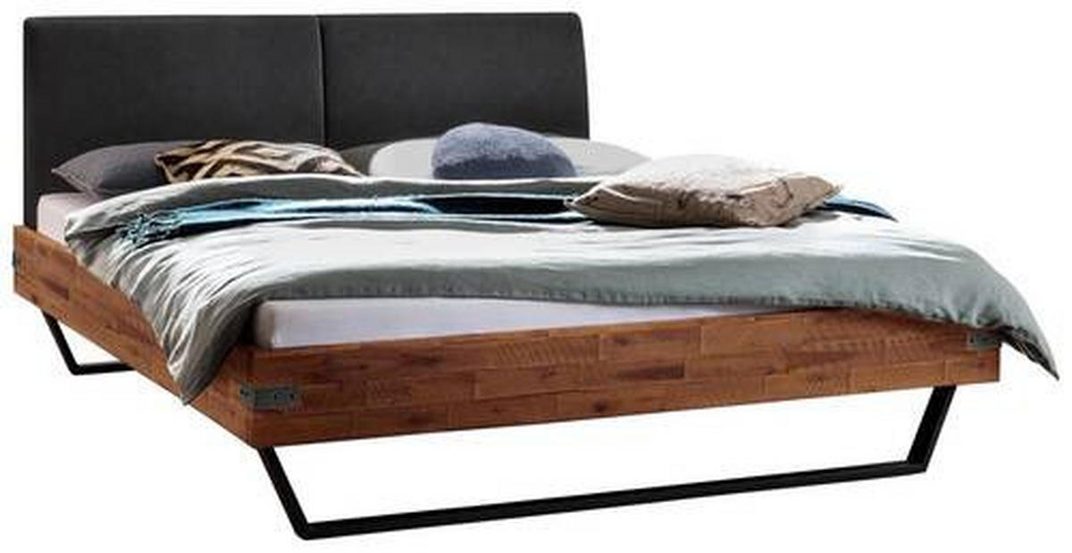 BETT 140/200 cm  in Anthrazit, Braun, Akaziefarben   - Anthrazit/Braun, Modern, Holz/Textil (140/200cm) - Hasena
