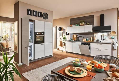 KUCHYNSKÁ LINKA PLAN 280 - farba ušľachtilej ocele/farba duba, Design, kov/kompozitné drevo (180/280cm) - Welnova