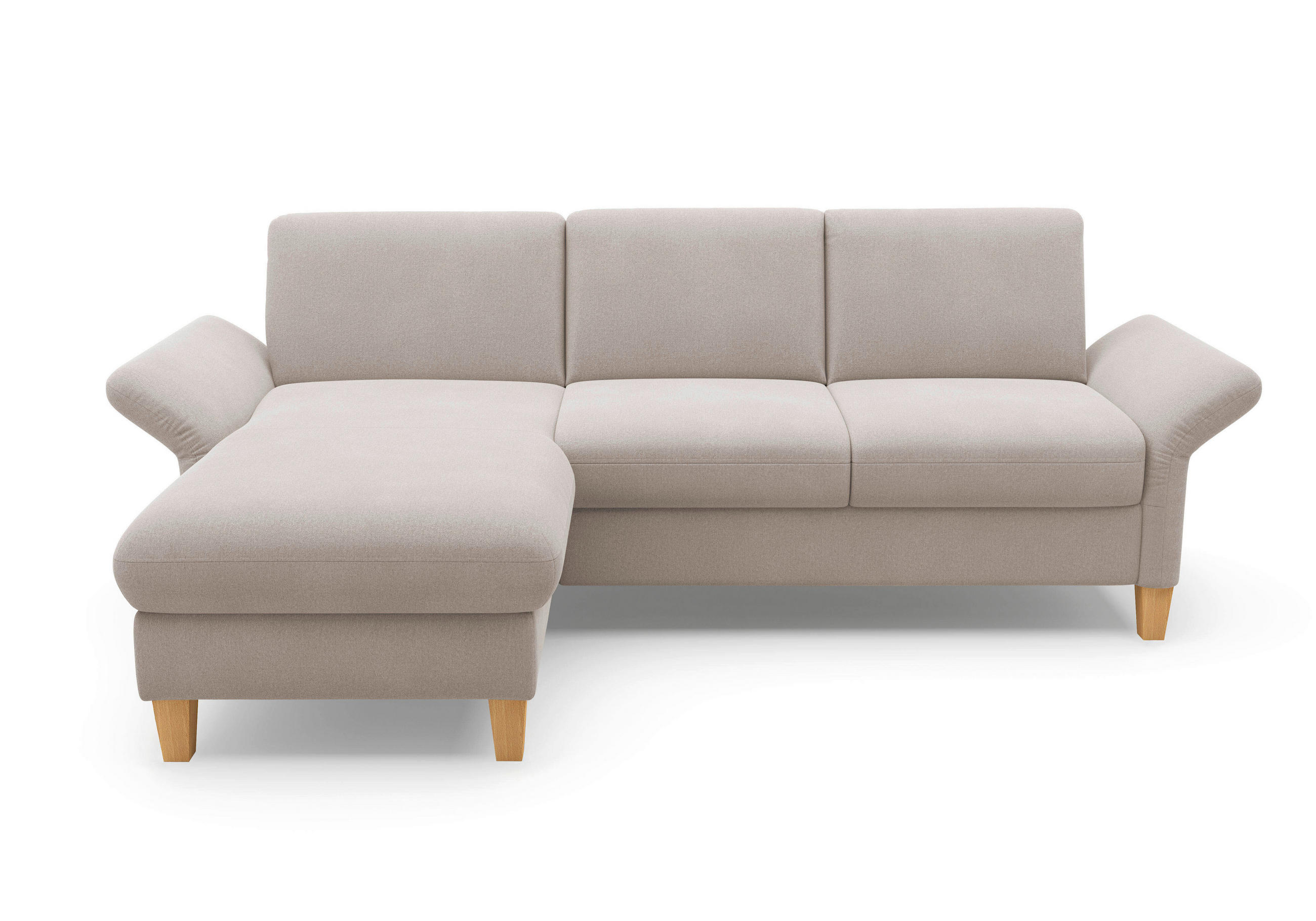 ECKSOFA ROCHELLE E Greige Flachgewebe  - Greige/Eichefarben, KONVENTIONELL, Holz/Textil (164/251cm) - Sit & More