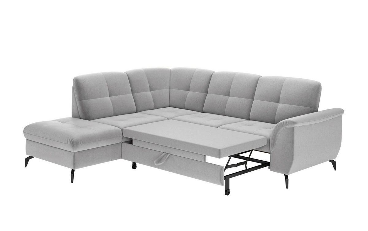 ECKSOFA ZORA E Hellgrau Flachgewebe  - Hellgrau/Schwarz, MODERN, Textil/Metall (212/244cm) - Sit & More