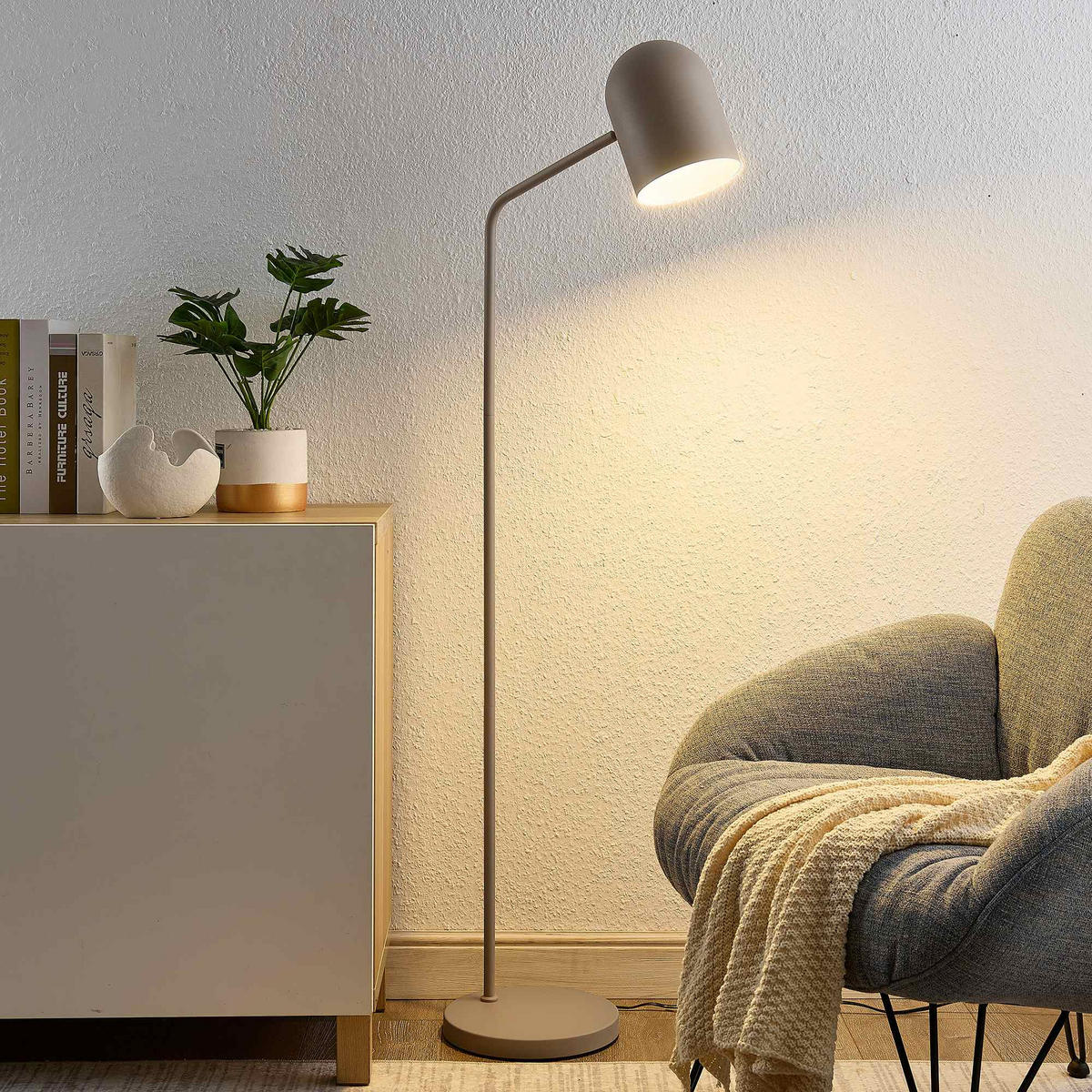 STEHLEUCHTE Aria 25/140 cm   - Sandfarben/Beige, Design, Metall (25/140cm) - Novel