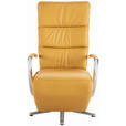 RELAXSESSEL in Leder Currygelb  - Chromfarben/Currygelb, Design, Leder/Metall (64/112/80cm) - Cantus