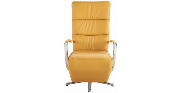 RELAXSESSEL in Leder Currygelb  - Chromfarben/Currygelb, Design, Leder/Metall (64/112/80cm) - Cantus