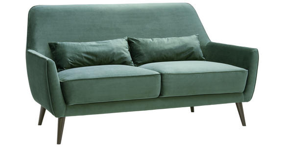 3-SITZER-SOFA in Mikrofaser Grün - Schwarz/Grün, Trend, Holz/Textil (160/86/80cm) - Carryhome