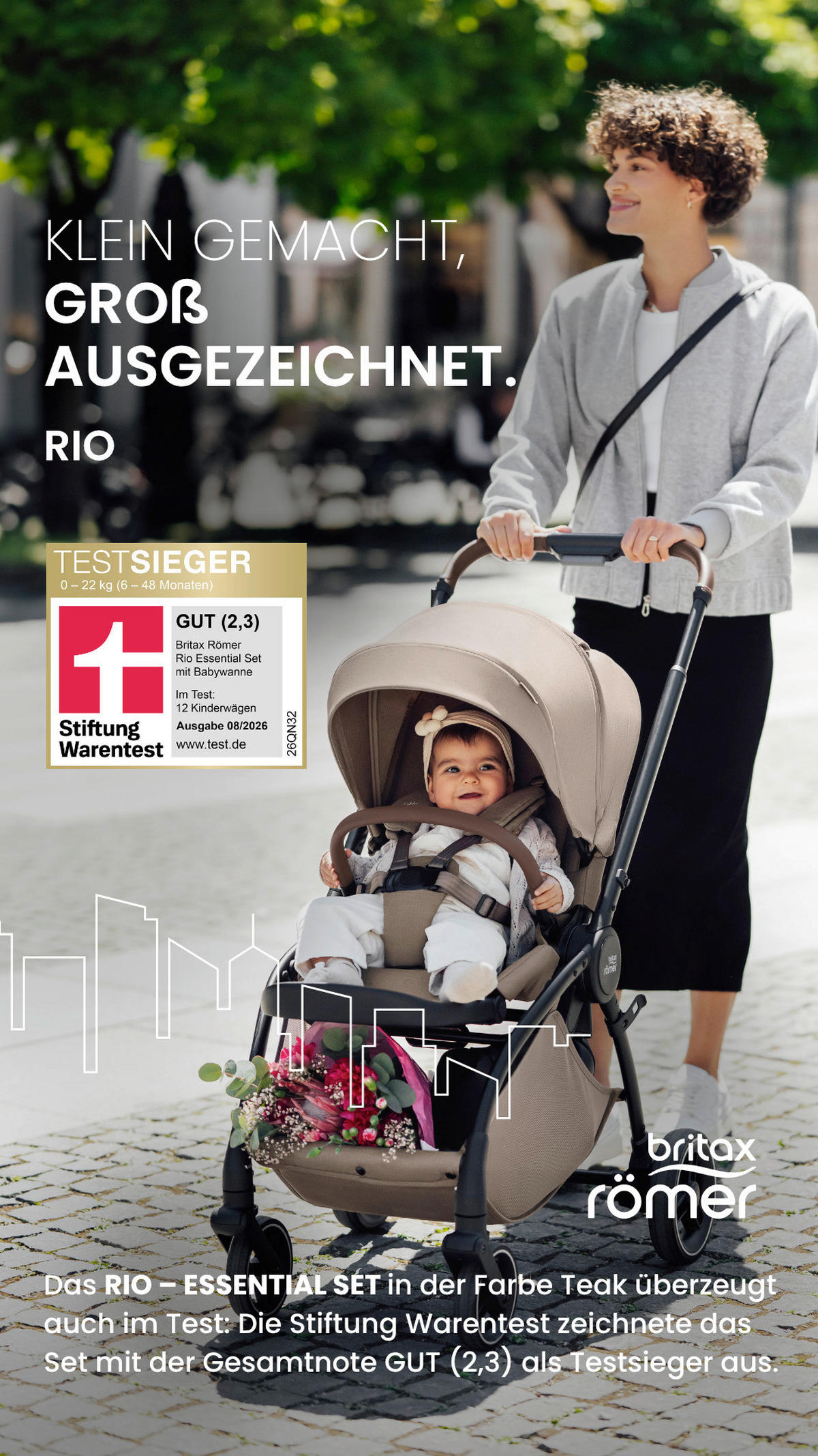 KINDERWAGEN Rio  - Hellbraun/Grau, Basics, Textil/Metall (55/120/93cm) - Britax Römer Diamond