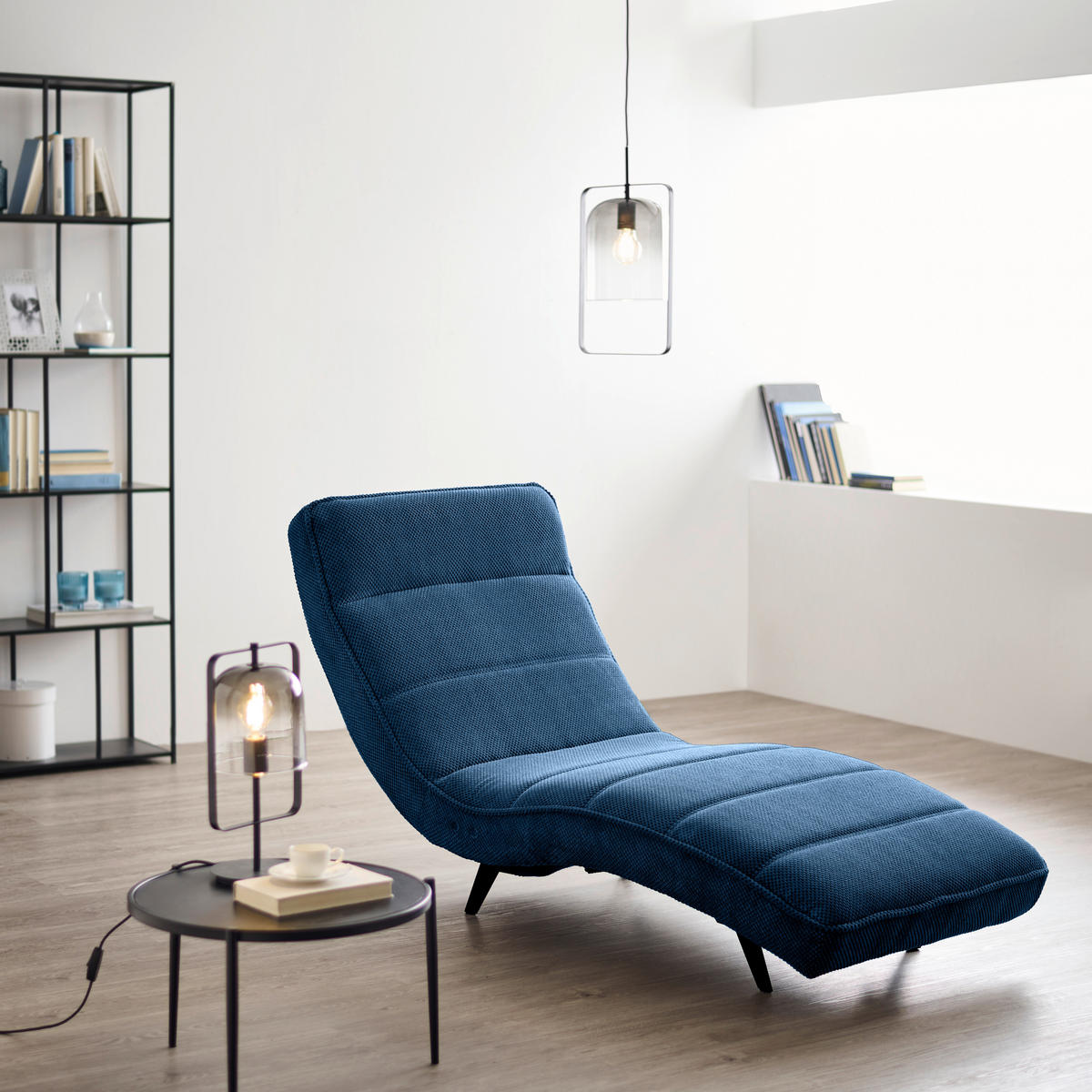 RELAXLIEGE in Webstoff Royalblau  - Royalblau/Schwarz, Design, Textil/Metall (75/158-178/58-86cm) - Welnova
