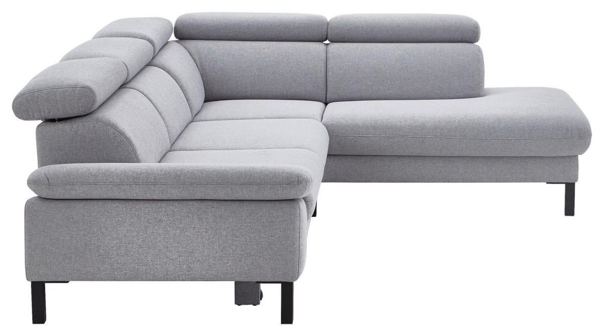 ECKSOFA in Flachgewebe Hellgrau  - Hellgrau/Schwarz, Design, Holzwerkstoff/Textil (272/217cm) - Pure Home Comfort