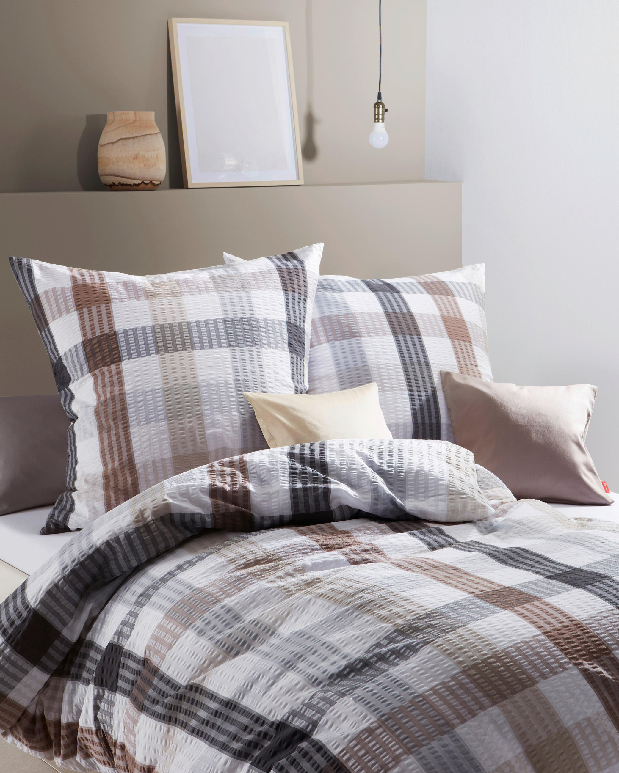 BETTWÄSCHE Rio Seersucker 155/220 cm  - Braun/Grau, Basics, Textil (155/220cm) - Fleuresse
