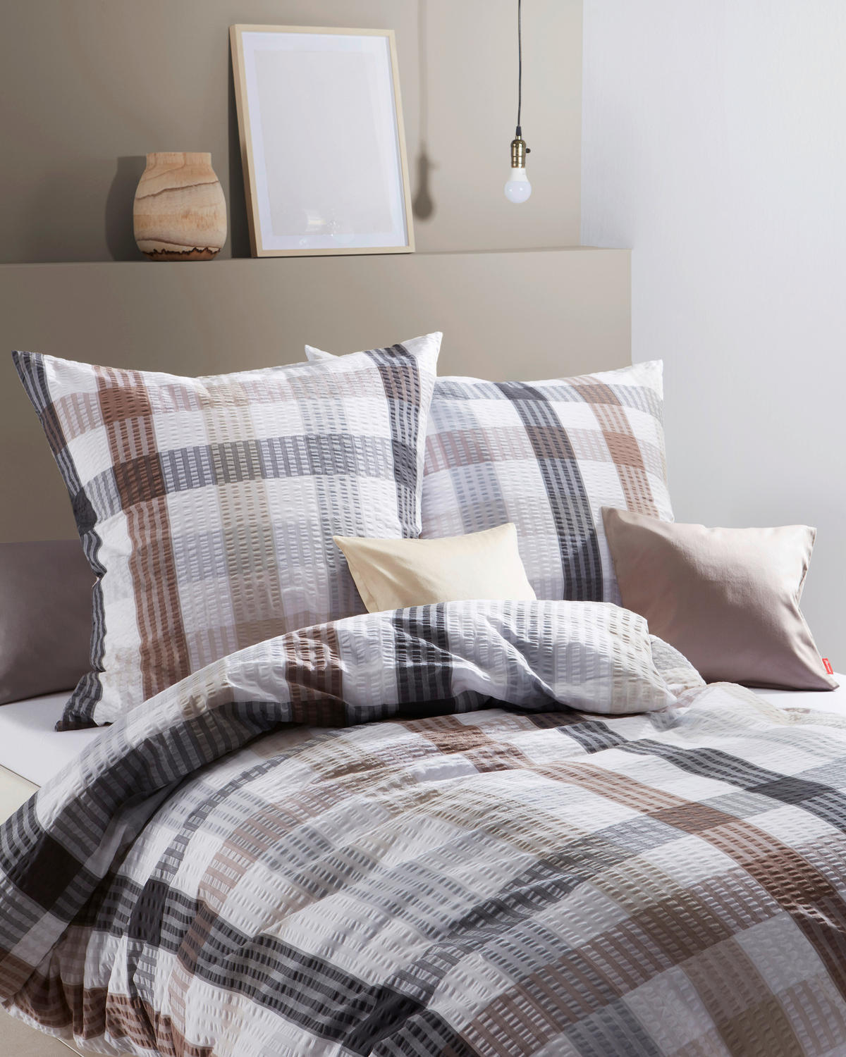 BETTWÄSCHE Rio Seersucker 155/220 cm  - Braun/Grau, Basics, Textil (155/220cm) - Fleuresse