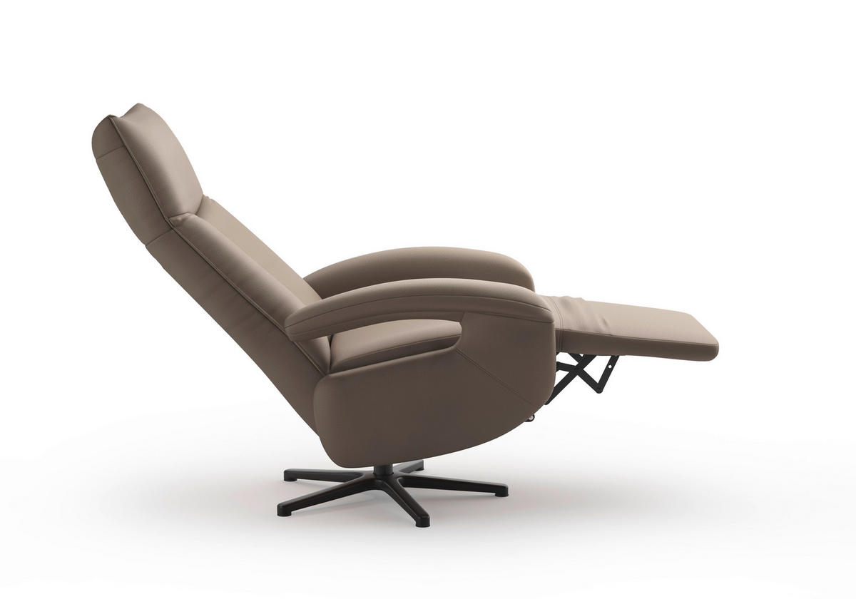 SESSEL in Echtleder Grau  - Schwarz/Grau, Konventionell, Leder/Metall (74/112/82cm) - Sit & More
