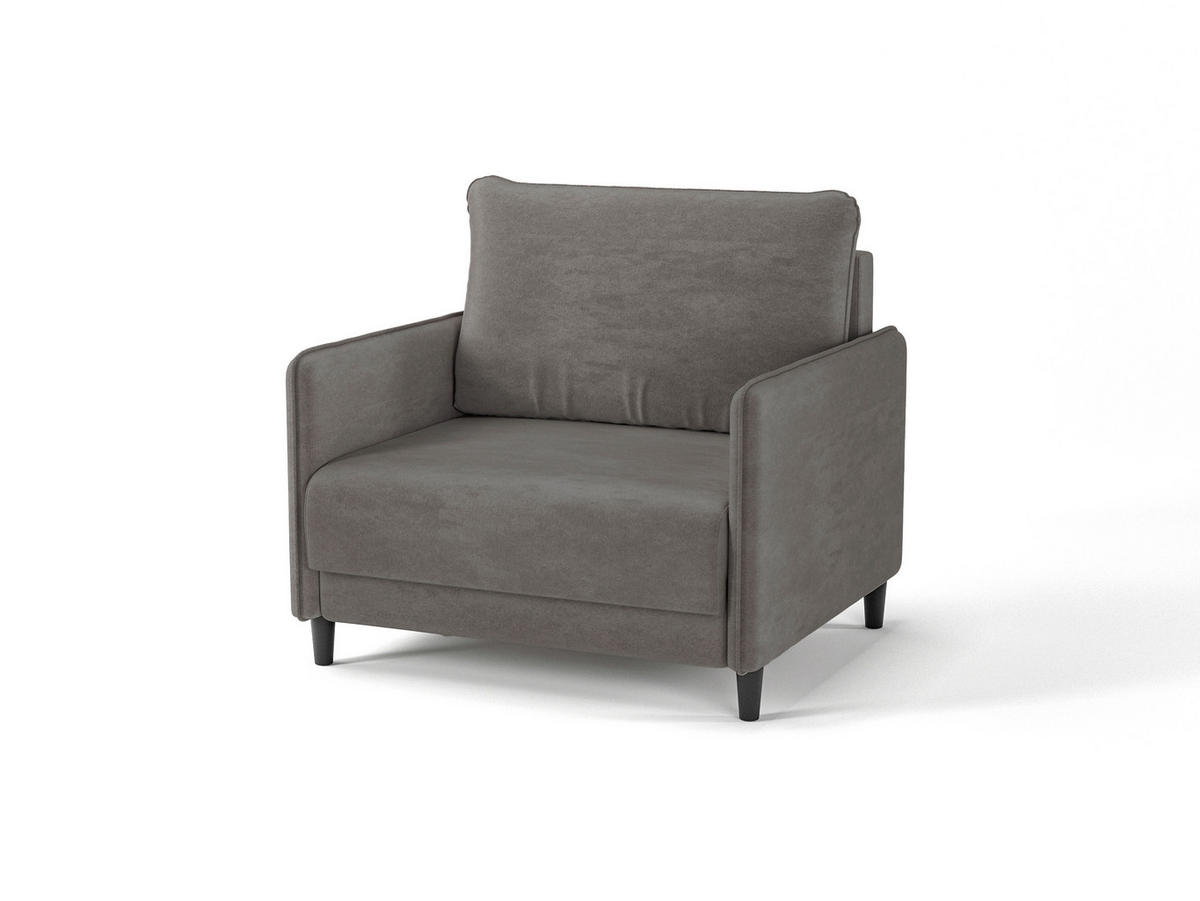 SCHLAFSESSEL Velours Dunkelgrau  - Dunkelgrau/Schwarz, Design, Holz/Textil (90/95/95cm) - MID.YOU