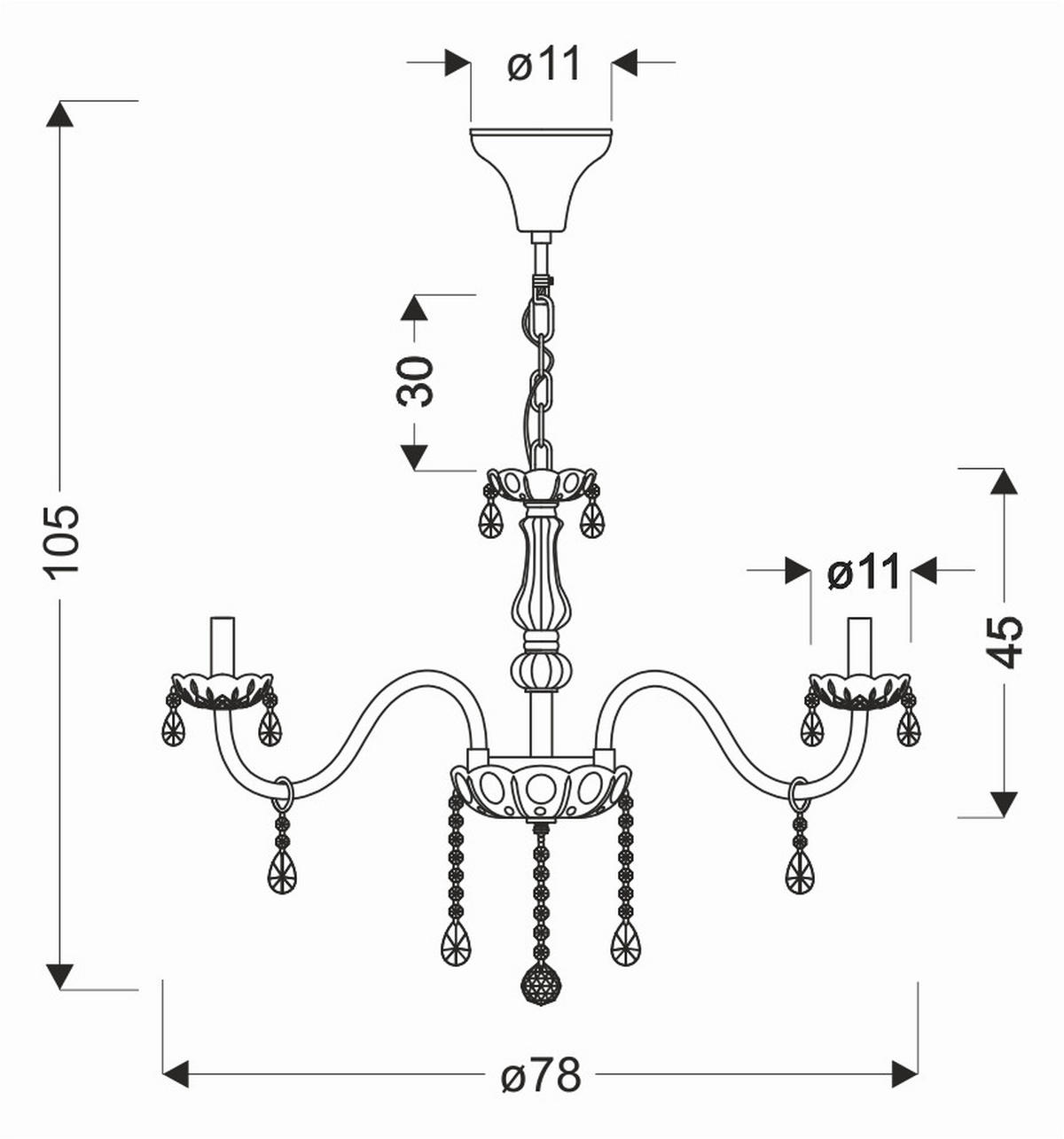 PENDELLAMPA Cristallo 78/78/125 cm  - kromfärg, Klassisk, metall/glas (78/78/125cm)