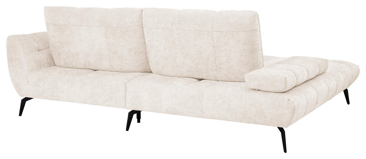 ECKSOFA Creme Flachgewebe Rücken echt, Sitztiefenverstellung  - Creme/Schwarz, KONVENTIONELL, Textil/Metall (211/273cm) - SetOne by Musterring