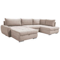 ECKSOFA in Velours Beige  - Chromfarben/Beige, Design, Kunststoff/Textil (174/322/173cm) - Livetastic