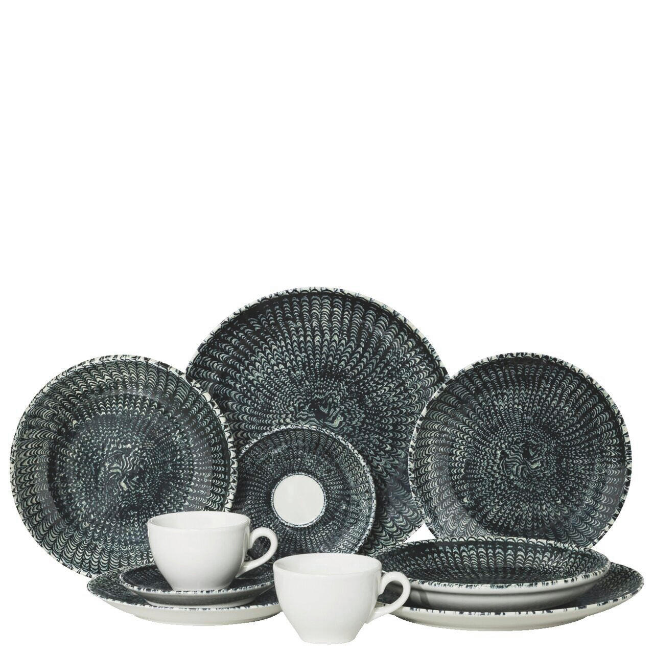 KOMBISERVICE Dunkelblau Sandora - Darkblue 10-teilig 2 Personen  - Dunkelblau, Trend, Keramik (29/30,5/32,7cm) - Thomas