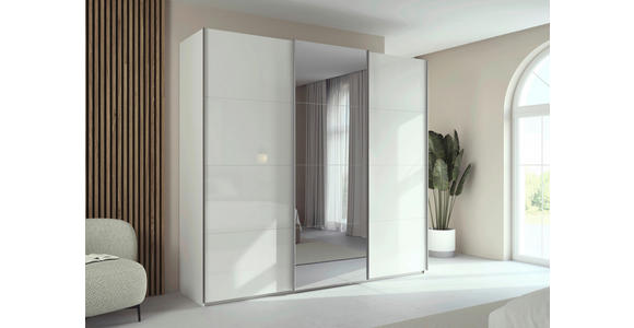 SCHWEBETÜRENSCHRANK 242/223/68 cm 3-türig Weiß  - Alufarben/Weiß, Basics, Glas/Holzwerkstoff (242/223/68cm) - Novel
